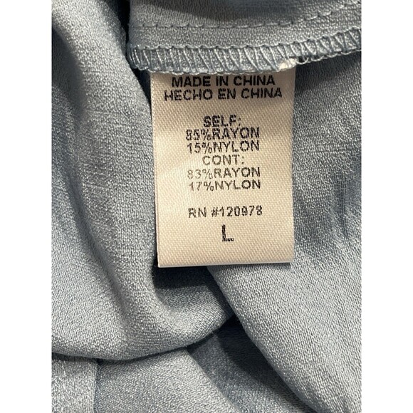 Entro Blue W/ Leopard Trim Blue Dolman Sleeve Boho Office Siren Large Lagenlook - Picture 13 of 15